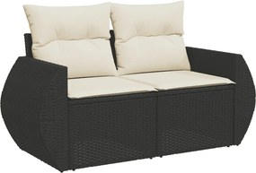 vidaXL Patio Sofa Set 9-θέσια Μαύρο και Κρέμα
