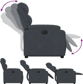 vidaXL Πολυθρόνα Ηλεκ. Ανακλινόμενη Ανύψωση Σκ. Γκρι Βελούδινη