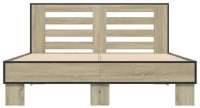 vidaXL Πλαίσιο Κρεβατιού Sonoma Δρυς 120x200 εκ. Επεξ. Ξύλο &amp; Μέταλλο