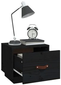 vidaXL Κομοδίνο Μαύρο 40x34x35 εκ. από Μασίφ Ξύλο Πεύκου