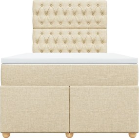 vidaXL Κρεβάτι Boxspring με Στρώμα Κρεμ 120x190 εκ. Υφασμάτινο