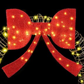 vidaXL Στεφάνι με 150 LED Θερμό λευκό 121 x 121 x 10 εκ Ρατάν