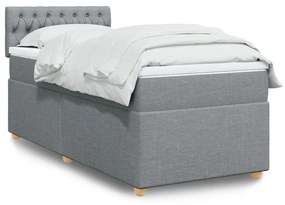 Κρεβάτι Boxspring με Στρώμα Ανοιχτό Γκρι 90x190 εκ. Υφασμάτινο - Γκρι