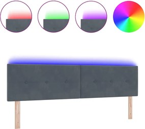 vidaXL LED κεφαλάρι με φώτα λωρίδας LED Γκρι 180 cm Πολυεστέρας