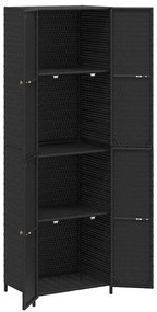vidaXL Ντουλάπι Αποθήκευσης Κήπου Μαύρο 59x40x180 εκ. από Συνθ. Ρατάν