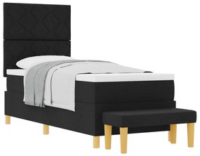 vidaXL Κρεβάτι με Βάθρο και Στρώμα Μαύρο 80x200 εκ Ύφασμα