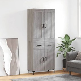 vidaXL Ντουλάπι Γκρι Sonoma 69,5 x 34 x 180 εκ. Επεξεργασμένο Ξύλο
