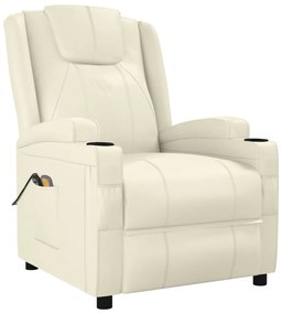 vidaXL Πολυθρόνα Μασάζ Ηλεκτρική Κρεμ από Συνθετικό Δέρμα