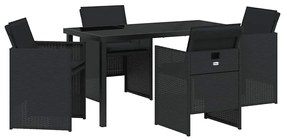 vidaXL Σέτ φαγητού για κήπο 5 pcs Μαύρο συνθετικό ρατάν