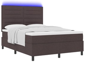 vidaXL Κρεβάτι με ελατήρια και στρώμα & LED σε σκούρο καφέ - 140 x 190 cm