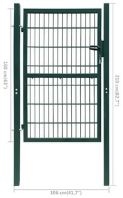 Πόρτα Περίφραξης (Μονή) Πράσινη 106 x 210 εκ. - Πράσινο