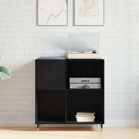 vidaXL Ντουλάπι δίσκων βινυλίου με ράφι Μαύρη Οξυά 85 x 38 x 89 εκ.