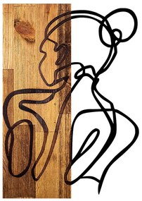 Διακοσμητικό Τοίχου Woman Body 899SKL2213 35x3x50cm Walnut-Black Wallity Μέταλλο,Ξύλο