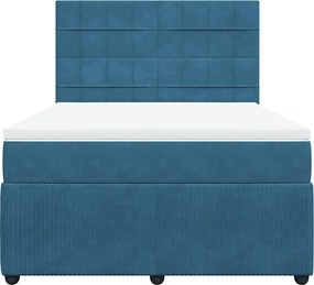 vidaXL Κρεβάτι Boxspring με Στρώμα Μπλε 160x200 εκ. Βελούδινο