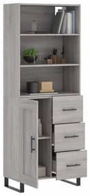 vidaXL Ντουλάπι Γκρι Sonoma 69,5 x 34 x 180 εκ. Επεξεργασμένο Ξύλο