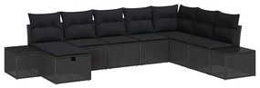 vidaXL Σετ Καναπέ Κήπου με μαξιλάρι 8 pcs Μαύρο Πολυ ράταν