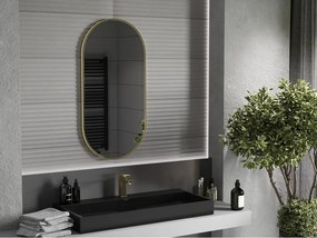 Mexen Loft Οβάλ καθρέφτης μπάνιου 100 x 50 cm, πλαίσιο σε βουρτσιστό χρυσό