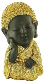 Διακοσμητικό Αντικείμενο Επιτραπέζιο Baby Buddha 022123 12x10x17cm Gold-Black Πολυρεσίνη