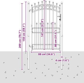 vidaXL Πύλη Φράχτη με Ακίδες EMMEN 100 x 200 cm