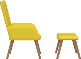vidaXL Πολυθρόνα Relax Κίτρινη Μουσταρδί Βελούδινη με Σκαμπό