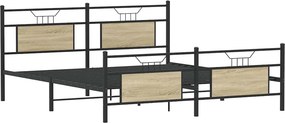vidaXL Σκελετός Κρεβ. Χωρίς Στρώμα Sonoma Δρυς 160x200 εκ. Μεταλλικό