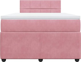 vidaXL Κρεβάτι Boxspring με Στρώμα Ροζ 120x200 εκ. Βελούδινο