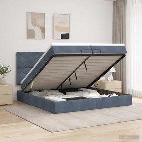 vidaXL Κρεβάτι Ottoman με Στρώμα και LED Σκούρο Γκρι 200 x 200 cm