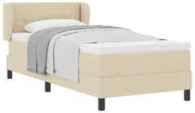 vidaXL Κρεβάτι Box Spring  με Στρώμα Κρεμ 90x200 εκ. Ύφασμα