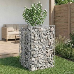 vidaXL Ανασηκωμένο κρεβάτι gabion Ασημί