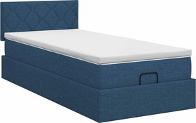 vidaXL Κρεβάτι Ottoman με στρώμα με κεφαλάρι Μπλε 90 x 200 cm Ύφασμα
