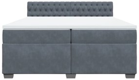 Κρεβάτι Boxspring με Στρώμα Σκούρο Γκρι 200x200 εκ. Βελούδινο - Γκρι