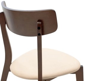Καρέκλα Toto pakoworld μπεζ ύφασμα-rubberwood καρυδί πόδι (2 τεμάχια)
