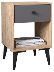 Κομοδίνο ArteLibre AMARI Δρυς/Ανθρακί Μοριοσανίδα 43x43x67.5cm-14870062