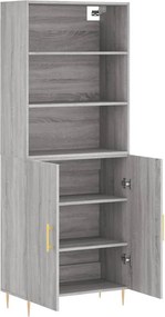 vidaXL Ντουλάπι Γκρι Sonoma 69,5 x 34 x 180 εκ. Επεξεργασμένο Ξύλο