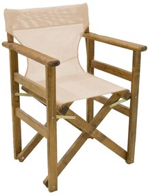 Καρέκλα-πολυθρόνα σκηνοθέτη Retto pakoworld μασίφ ξύλο οξιάς καρυδί-καραβόπανο εκρού Model: 237-000033