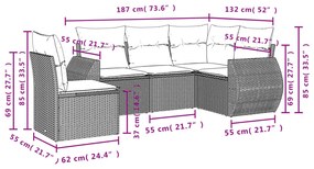 vidaXL Σετ Καναπέ Κήπου 5 Τεμαχίων Μαύρο Συνθετικό Ρατάν με Μαξιλάρια