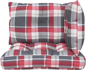 vidaXL Μαξιλάρια Παλέτας 3 τεμ. Γκρι Καρό Υφασμάτινα