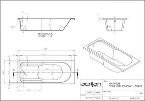 Acrilan Starline - Ακρυλική Μπανιέρα 170x70 εκ