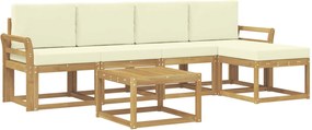 vidaXL Σειρά Καναπέ Εξωτερικού με μαξιλάρι 6 pcs Λευκό και Κρεμ
