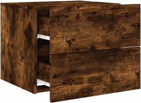 vidaXL Κομοδίνο Επιτοίχιο με Φώτα LED Καπνιστή Δρυς