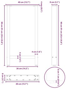 Πόδια τραπεζιού μπαρ Μαύρο 2 τεμ. 40x(90-91) εκ. Ατσάλι - Μαύρο