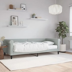 Καναπές Κρεβάτι με Στρώμα Ανοιχτό Γκρι 90 x 200 εκ. Βελούδινος