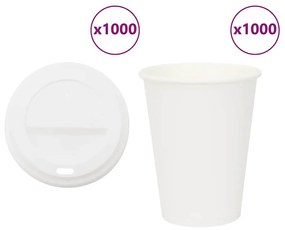 Χάρτινα ποτήρια καφέ με καπάκια 1000 τεμάχια 12oz 300ml - Λευκό