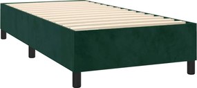 vidaXL Κρεβάτι Boxspring με Στρώμα Σκούρο Πράσινο 100x200εκ. Βελούδινο