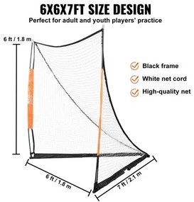 VEVOR Lacrosse Goal, 6&#039; x 6&#039; Lacrosse Net, Portable Lacrosse Goal with Carry Bag, Fiberglass Rod Backyard Lacrosse Training Equipment, Easy Setup Collegiate Goal, Perfect for Youth Adult Training