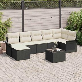 vidaXL Σετ Καναπέ Κήπου με μαξιλάρι 8 pcs Μαύρο Πολυ ράταν