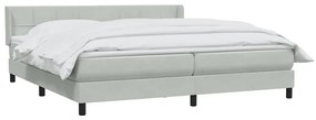 Κρεβάτι Boxspring με Στρώμα Ανοιχτό Γκρι 180x210 εκ. Βελούδινο - Γκρι