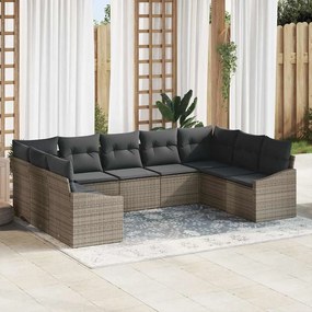 vidaXL Σετ Καναπέ με μαξιλάρι 9 pcs Γκρι συνθετικό ρατάν