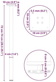 Πόδια τραπεζιού κονσόλας 4 τεμ. Λευκό 72-74 εκ. Ατσάλι - Λευκό