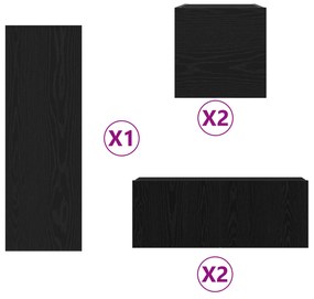 vidaXL Σετ Ντουλάπας Τηλεόρασης 6 τεμαχίων μαύρης βελανιδιάς